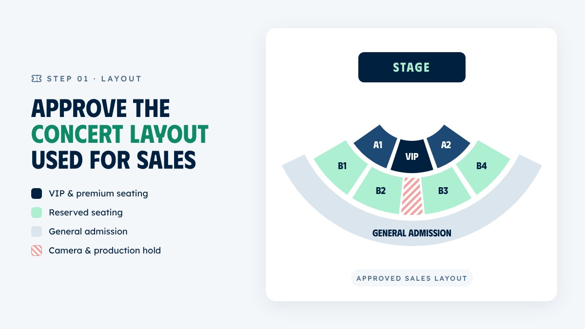 Approved concert seating layout for ticket sales in Dubai