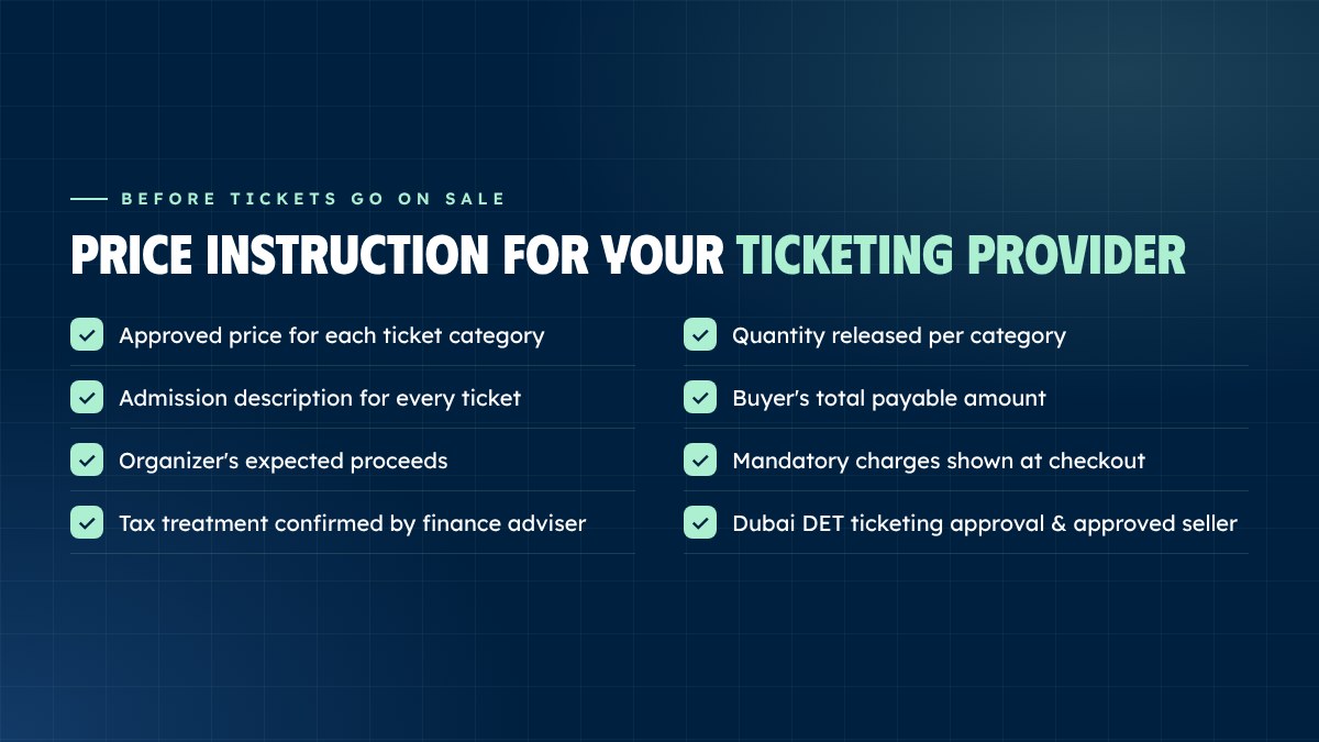 Ticket price instruction checklist for a UAE ticketing provider before tickets go on sale Ticket price instruction checklist for a UAE ticketing provider before tickets go on sale