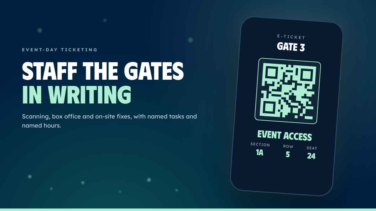 Event-day ticketing gate access with a QR e-ticket